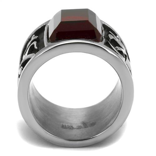 MATK1964 - High polished (no plating) Stainless Steel Ring with Synthetic Synthetic Glass in Siam