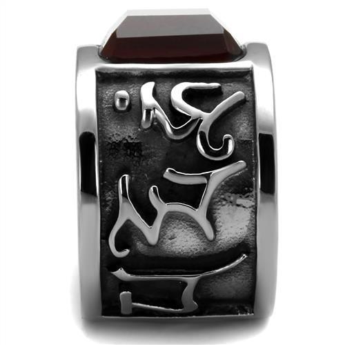 MATK1964 - High polished (no plating) Stainless Steel Ring with Synthetic Synthetic Glass in Siam