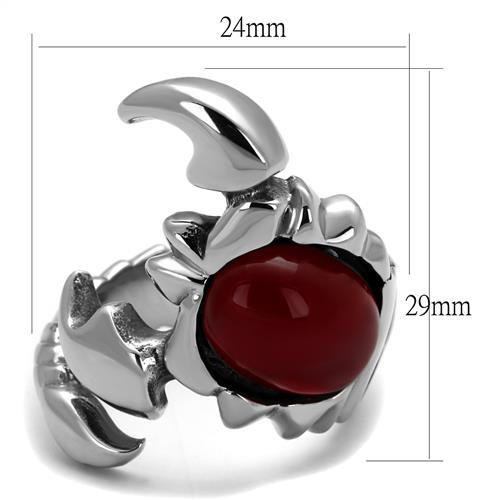 MATK1969 - High polished (no plating) Stainless Steel Ring with Synthetic Synthetic Glass in Siam