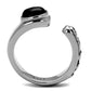 MATK1971 - High polished (no plating) Stainless Steel Ring with Synthetic Onyx in Jet