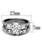 MATK1W001 - High polished (no plating) Stainless Steel Ring with AAA Grade CZ  in Clear