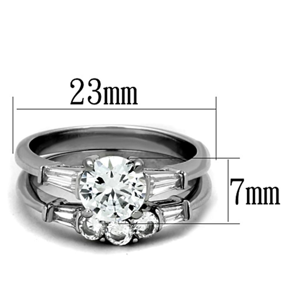 MATK1W001 - High polished (no plating) Stainless Steel Ring with AAA Grade CZ  in Clear
