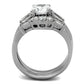 MATK1W001 - High polished (no plating) Stainless Steel Ring with AAA Grade CZ  in Clear