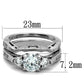 MATK1W002 - High polished (no plating) Stainless Steel Ring with AAA Grade CZ  in Clear