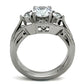 MATK1W002 - High polished (no plating) Stainless Steel Ring with AAA Grade CZ  in Clear