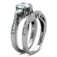 MATK1W002 - High polished (no plating) Stainless Steel Ring with AAA Grade CZ  in Clear