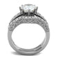 MATK1W007 - High polished (no plating) Stainless Steel Ring with AAA Grade CZ  in Clear