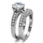 MATK1W007 - High polished (no plating) Stainless Steel Ring with AAA Grade CZ  in Clear