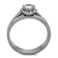MATK1W161 - High polished (no plating) Stainless Steel Ring with AAA Grade CZ  in Clear