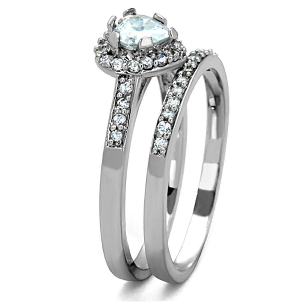 MATK1W161 - High polished (no plating) Stainless Steel Ring with AAA Grade CZ  in Clear