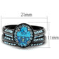 MATK1W163LJ - IP Light Black  (IP Gun) Stainless Steel Ring with AAA Grade CZ  in Sea Blue