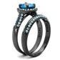 MATK1W163LJ - IP Light Black  (IP Gun) Stainless Steel Ring with AAA Grade CZ  in Sea Blue
