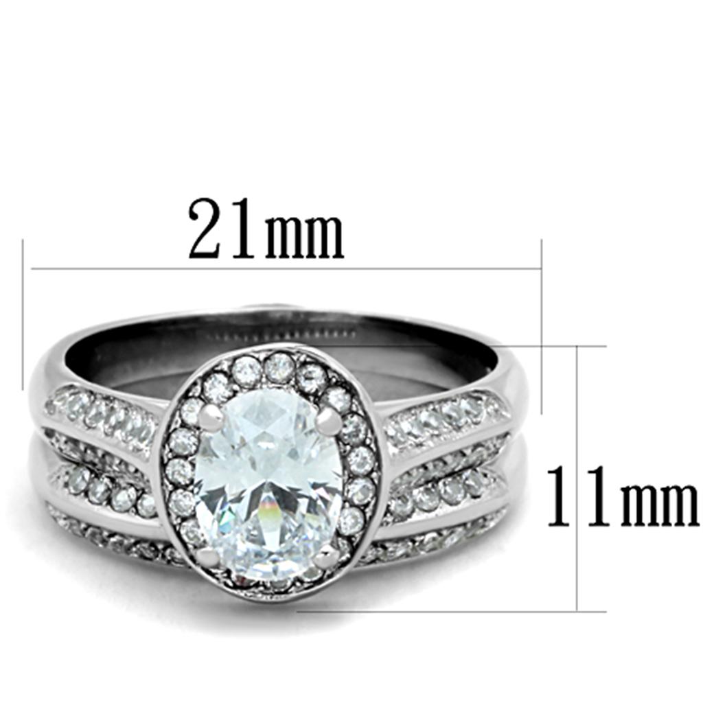 MATK1W163 - High polished (no plating) Stainless Steel Ring with AAA Grade CZ  in Clear