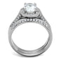 MATK1W163 - High polished (no plating) Stainless Steel Ring with AAA Grade CZ  in Clear
