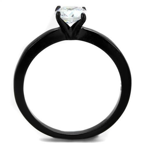 MATK2013 - IP Black(Ion Plating) Stainless Steel Ring with AAA Grade CZ  in Clear