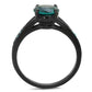 MATK2014 - IP Black(Ion Plating) Stainless Steel Ring with Synthetic Synthetic Glass in Blue Zircon