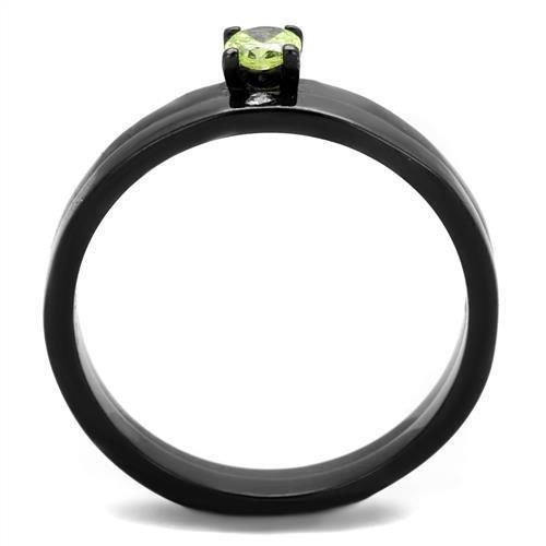 MATK2015 - IP Black(Ion Plating) Stainless Steel Ring with AAA Grade CZ  in Apple Green color