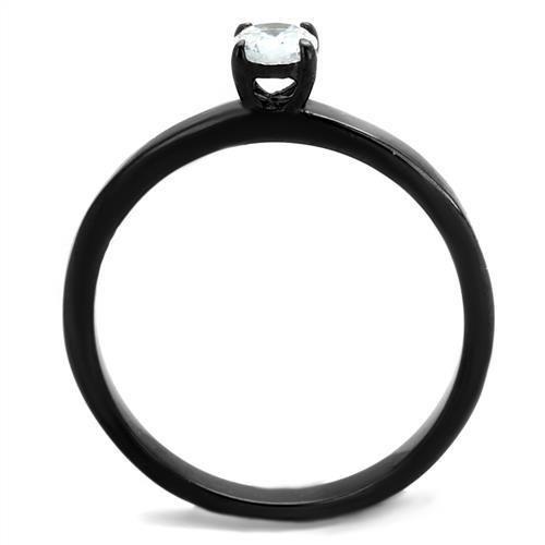 MATK2016 - IP Black(Ion Plating) Stainless Steel Ring with AAA Grade CZ  in Clear