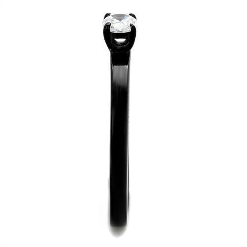 MATK2016 - IP Black(Ion Plating) Stainless Steel Ring with AAA Grade CZ  in Clear