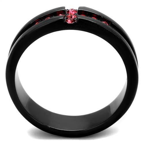 MATK2017 - IP Black(Ion Plating) Stainless Steel Ring with Top Grade Crystal  in Rose