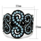 MATK2018 - IP Black(Ion Plating) Stainless Steel Ring with Top Grade Crystal  in Sea Blue