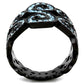 MATK2018 - IP Black(Ion Plating) Stainless Steel Ring with Top Grade Crystal  in Sea Blue