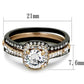 MATK2020 - IP Rose Gold+ IP Black (Ion Plating) Stainless Steel Ring with AAA Grade CZ  in Clear