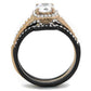 MATK2020 - IP Rose Gold+ IP Black (Ion Plating) Stainless Steel Ring with AAA Grade CZ  in Clear