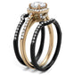 MATK2020 - IP Rose Gold+ IP Black (Ion Plating) Stainless Steel Ring with AAA Grade CZ  in Clear