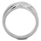 MATK2025 - High polished (no plating) Stainless Steel Ring with Top Grade Crystal  in Clear