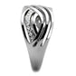 MATK2025 - High polished (no plating) Stainless Steel Ring with Top Grade Crystal  in Clear
