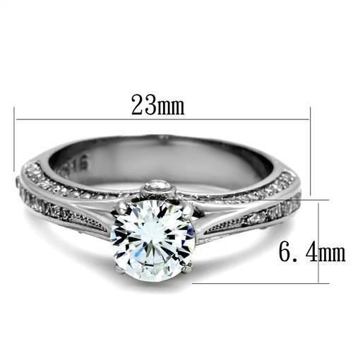 MATK2026 - High polished (no plating) Stainless Steel Ring with AAA Grade CZ  in Clear