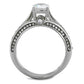 MATK2026 - High polished (no plating) Stainless Steel Ring with AAA Grade CZ  in Clear