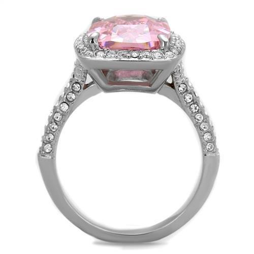 MATK2027 - High polished (no plating) Stainless Steel Ring with AAA Grade CZ  in Rose