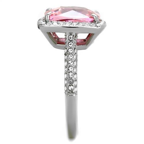 MATK2027 - High polished (no plating) Stainless Steel Ring with AAA Grade CZ  in Rose