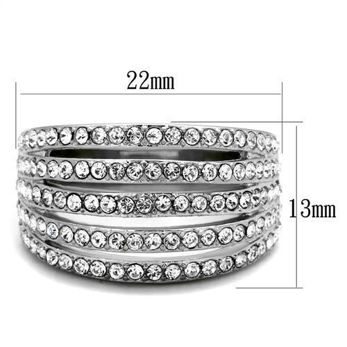 MATK2029 - High polished (no plating) Stainless Steel Ring with Top Grade Crystal  in Clear