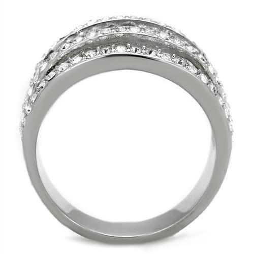 MATK2029 - High polished (no plating) Stainless Steel Ring with Top Grade Crystal  in Clear