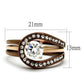 MATK2032LC - IP Rose Gold & IP light Coffee Stainless Steel Ring with AAA Grade CZ  in Clear