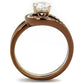 MATK2032LC - IP Rose Gold & IP light Coffee Stainless Steel Ring with AAA Grade CZ  in Clear