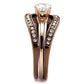 MATK2032LC - IP Rose Gold & IP light Coffee Stainless Steel Ring with AAA Grade CZ  in Clear