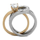 MATK2032 - Two-Tone IP Rose Gold Stainless Steel Ring with AAA Grade CZ  in Clear