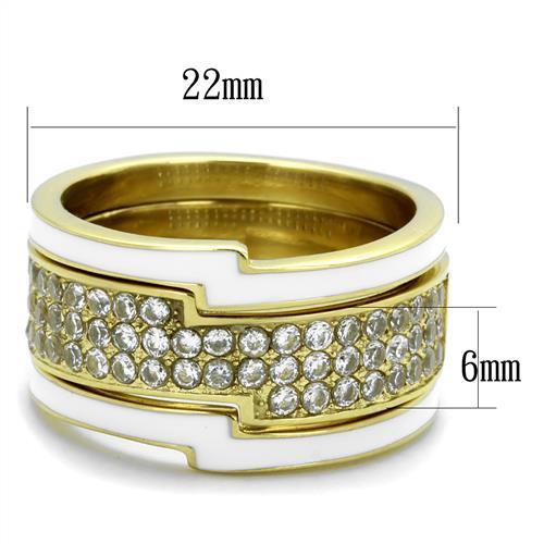 MATK2035 - IP Gold(Ion Plating) Stainless Steel Ring with AAA Grade CZ  in Clear