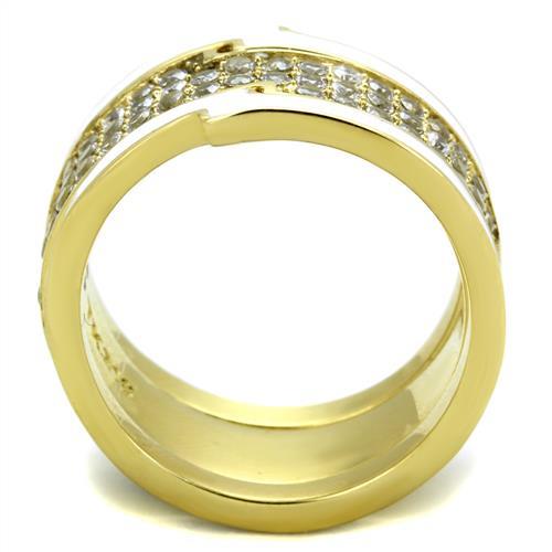 MATK2035 - IP Gold(Ion Plating) Stainless Steel Ring with AAA Grade CZ  in Clear
