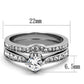 MATK2039 - High polished (no plating) Stainless Steel Ring with AAA Grade CZ  in Clear