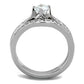 MATK2039 - High polished (no plating) Stainless Steel Ring with AAA Grade CZ  in Clear