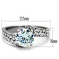 MATK2040 - High polished (no plating) Stainless Steel Ring with AAA Grade CZ  in Clear