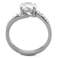 MATK2040 - High polished (no plating) Stainless Steel Ring with AAA Grade CZ  in Clear