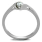MATK2042 - High polished (no plating) Stainless Steel Ring with AAA Grade CZ  in Clear