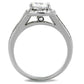 MATK2043 - High polished (no plating) Stainless Steel Ring with AAA Grade CZ  in Clear