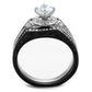 MATK2044 - Two-Tone IP Black Stainless Steel Ring with AAA Grade CZ  in Clear